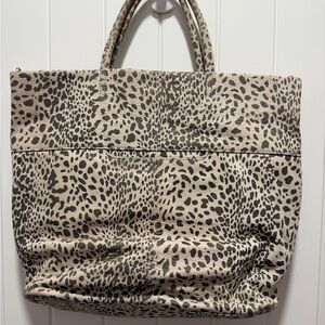 HOBO Leopard Print Tote Bag in Beige and Black